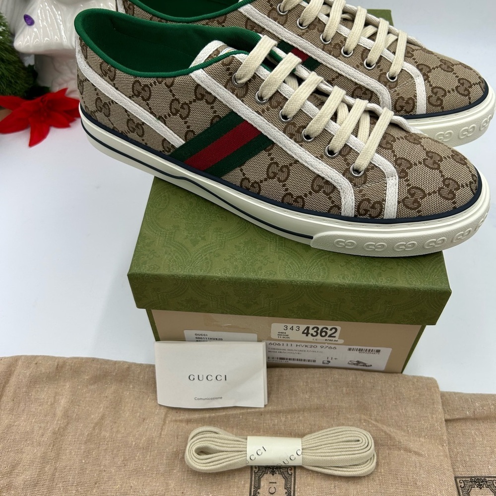 Gucci tennis 1977 low top GG canvas sneaker sized 11.5 fits 12 US made in Italy - Picture 10 of 12